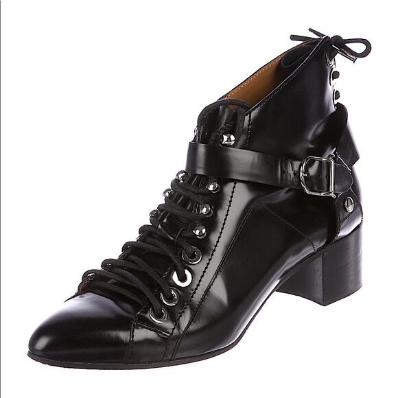 Balenciaga Leather Round-Toe Ankle Boots - Picture 1 of 5